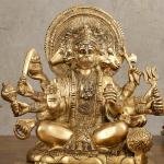 Pure Brass Superfine Panchmukhi Hanuman Blessing Statue 10" | 4.8 kg Finely Detailed | Invoke Divine Blessings | 9" Width, 5" Depth | Spiritual Elegance